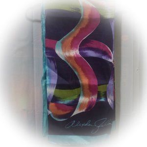 Vintage Alexander Julian 100% Silk Scarf Colorful Ribbons
